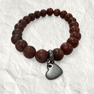 Heart Charm Red Beaded Bracelet
